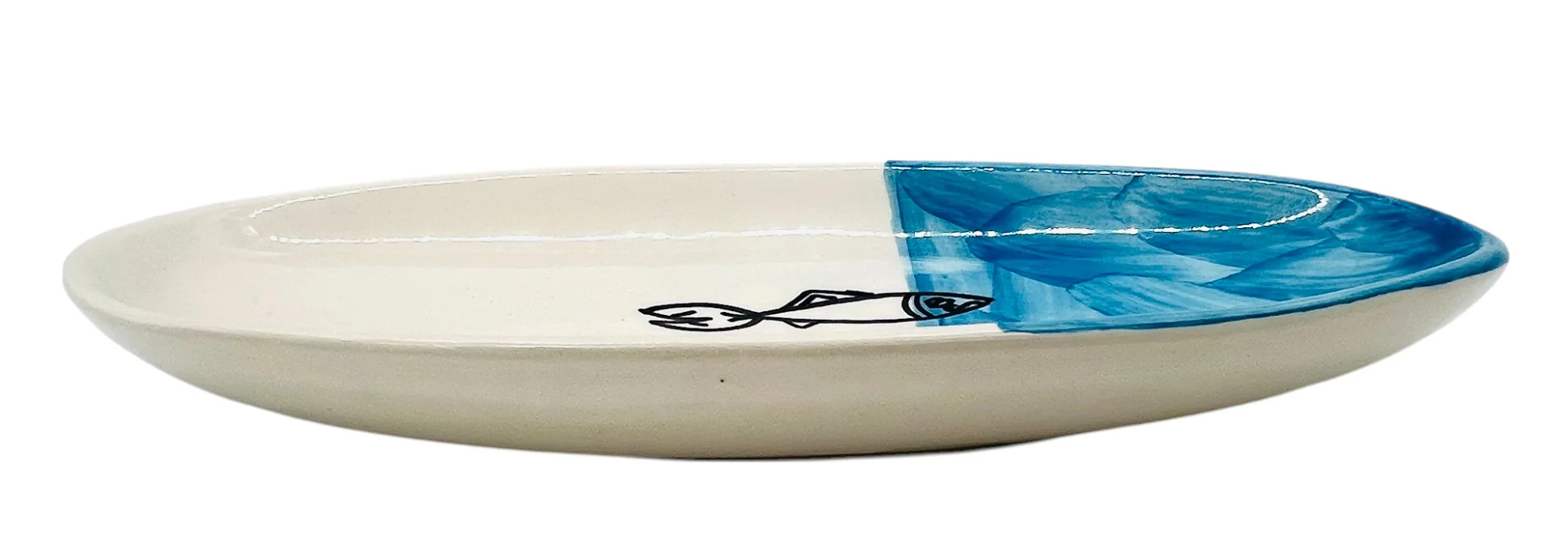 AKDC Oval Ceramic Plate 20cm*9.5cm*2.5cm, Sardine Blue - Image 2