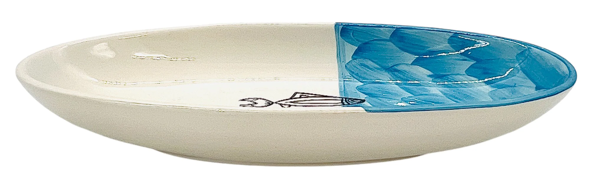 AKDC Oval Ceramic Plate 31cm*14cm*4.5cm, Sardine Blue - Image 3