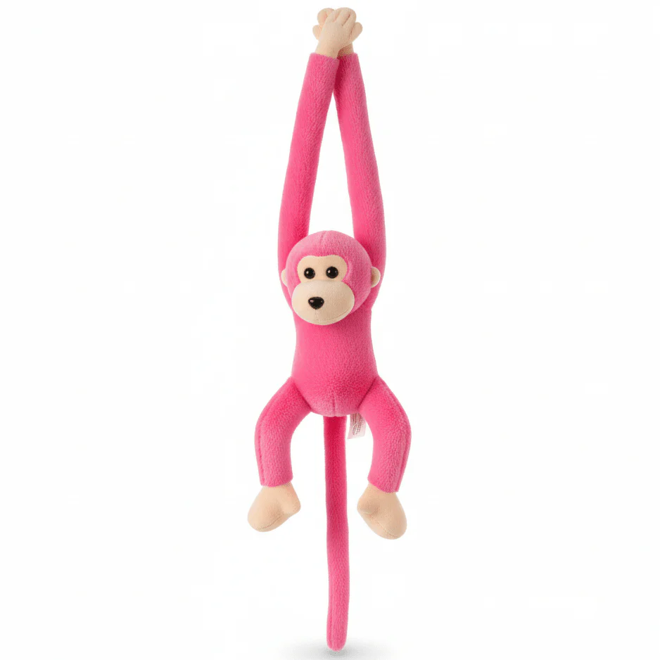 AKDC Pink Monkey Plush Toy 25cm Cute Stuffed Animal Jungle Toy Gift for Kids Girls Boys