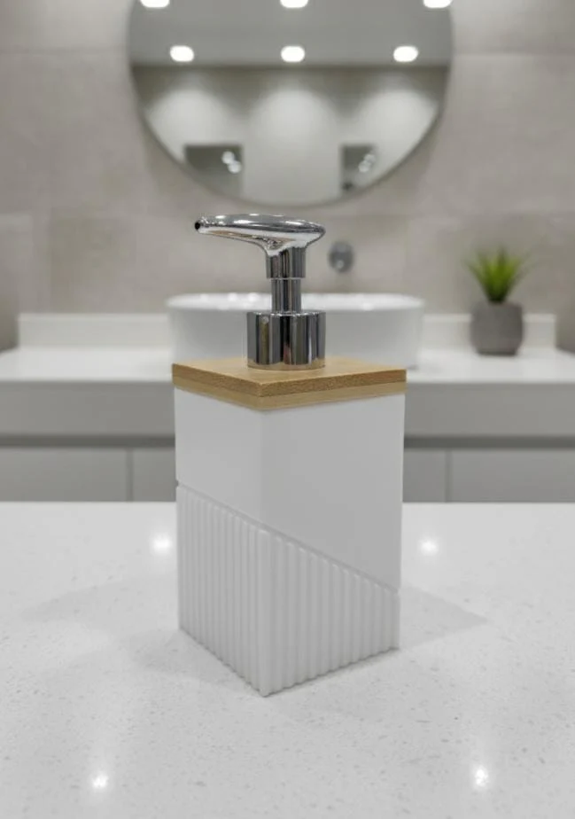 AKDC Plastic Liquid Soap Dispenser – Classic White Minimalist Style, Durable & Easy to Refill - Image 2