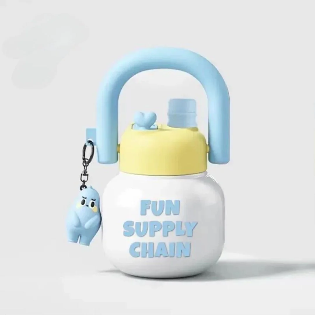 AKDC Plastic Water Bottle 800ml, Fashionable Forest Pot, Grey-Blue-Yellow
