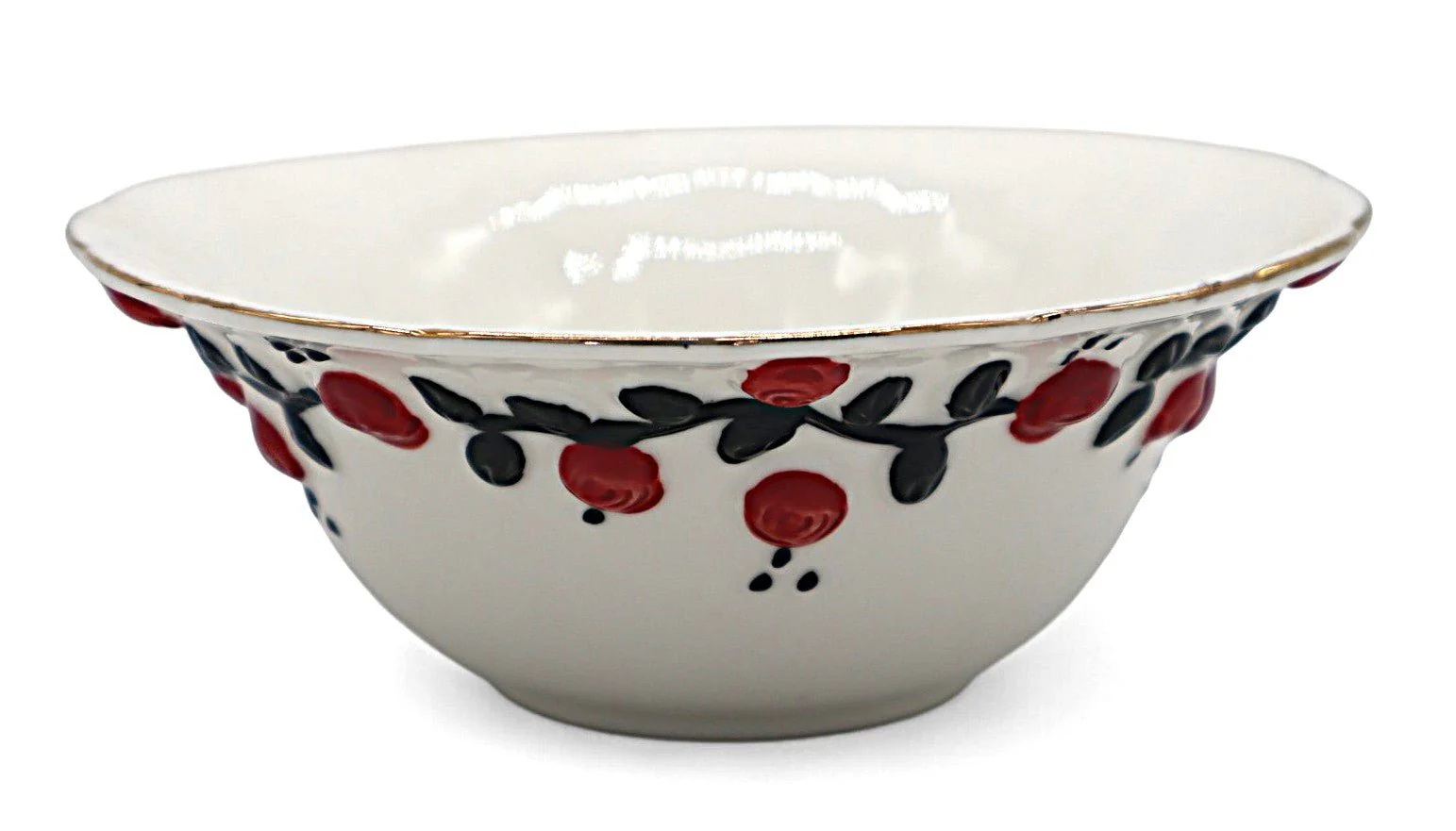 AKDC Porcelain Soup Bowl 16×5.5cm – White with Striking Red & Black Design