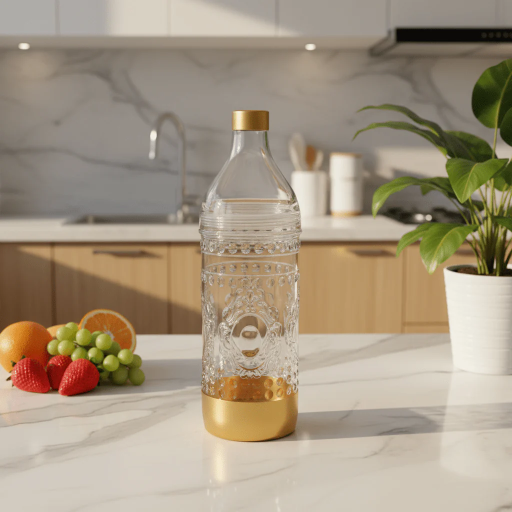 AKDC Premium Acrylic Water Bottle with Gold Base and Cap for Home and Travel 1500 ml - Image 2