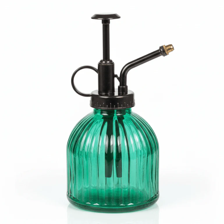 AKDC Premium Dual-Tone Green & Black Glass Spray Bottle with Rust-Resistant Metal Sprayer for Multi-Purpose Use – 200ml