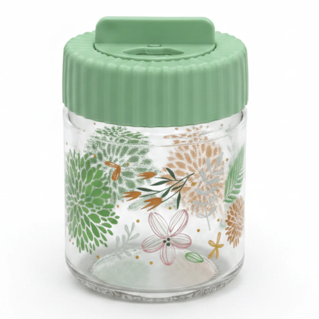 AKDC Premium Glass Shaker Bottle with Stylish Green Lid for Beverages, Juices & Mixing – 200 ml