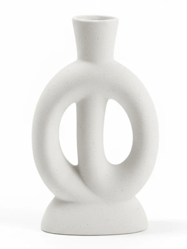 AKDC Premium Sculptural Ceramic Decorative Vase – Elegant White Artistic Statement Shape, 23 × 16 cm