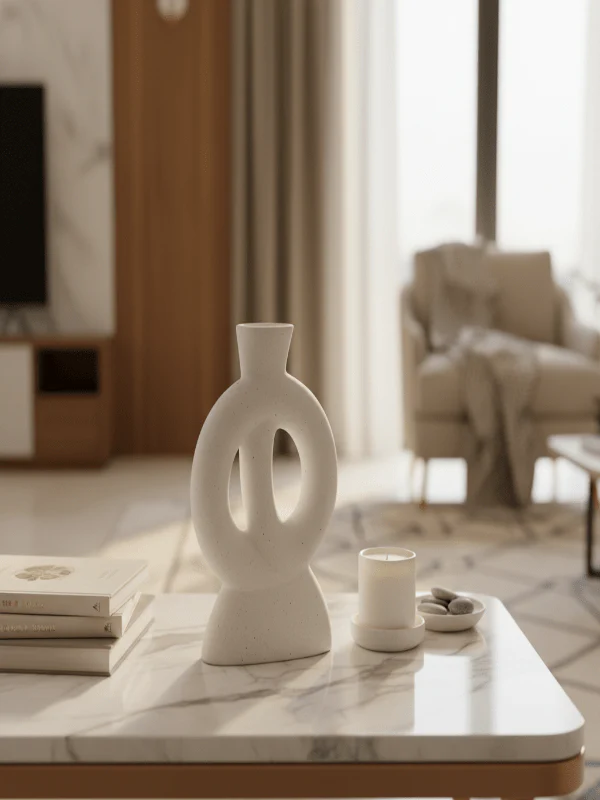 AKDC Premium Sculptural Ceramic Decorative Vase – Elegant White Artistic Statement Shape, 23 × 16 cm - Image 3