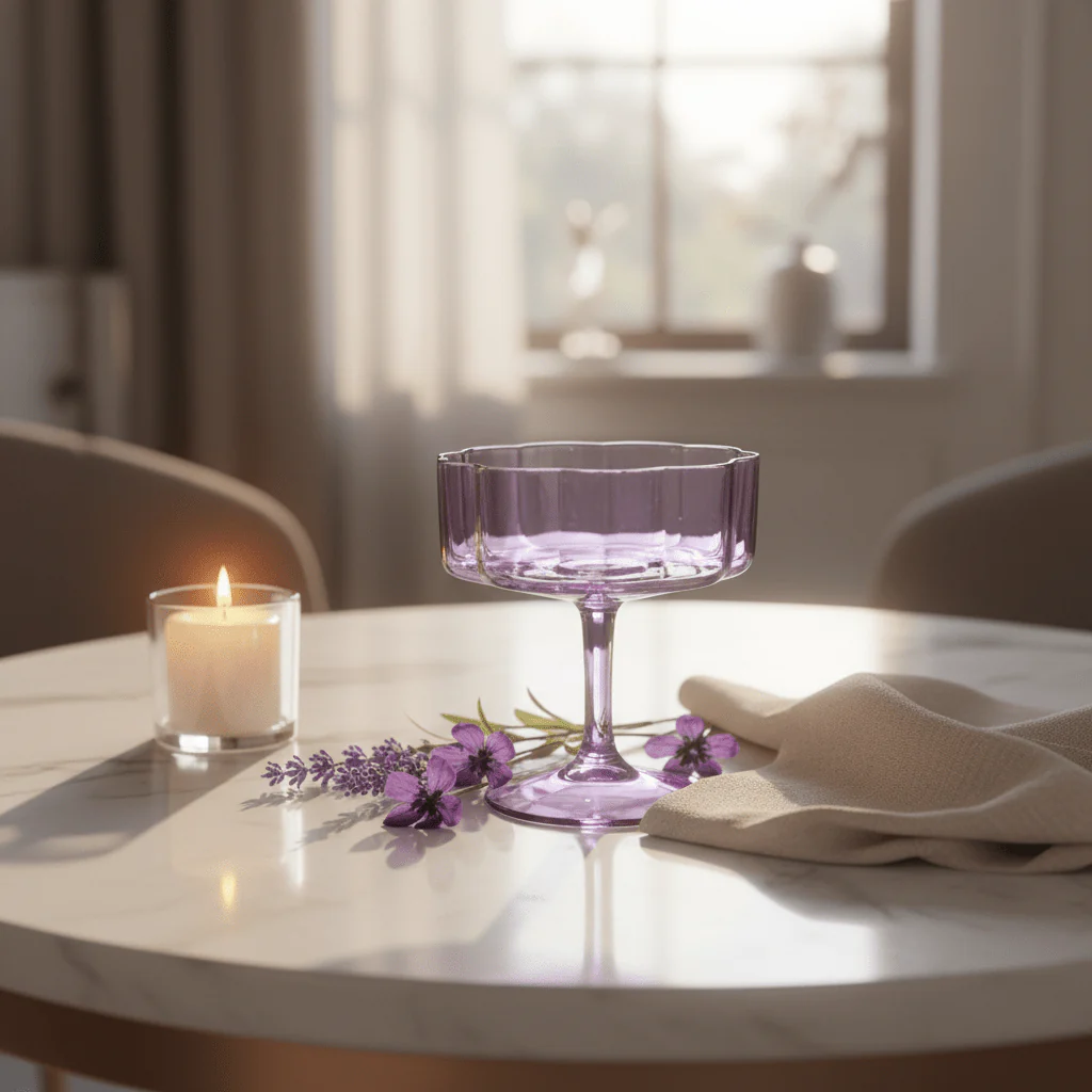 AKDC Purple Coloured Cocktail Glass – 254 ml Premium Decorative Drink Glass for Cocktails, Mocktails & Home Bar - Image 2