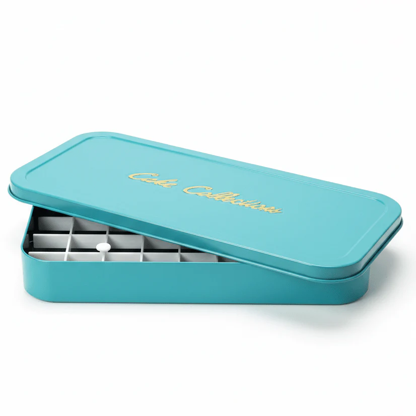 AKDC Rectangular Light Blue Premium Metal Cake Box with Elegant Finish for Cake Presentation 45x22cm
