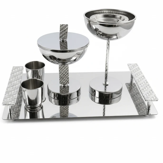 AKDC Royal Rectangular Silver Metal Incense Burner Set | 30×17cm Majlis Collection