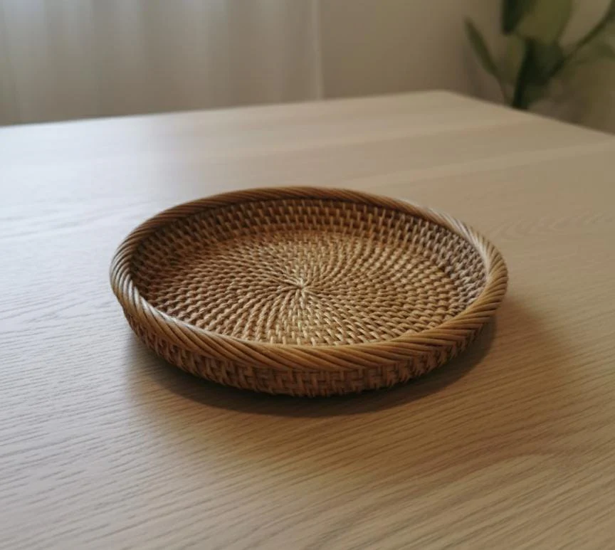 AKDC Round Bamboo Tray 20 cm – Small Handcrafted Eco Serving Tray