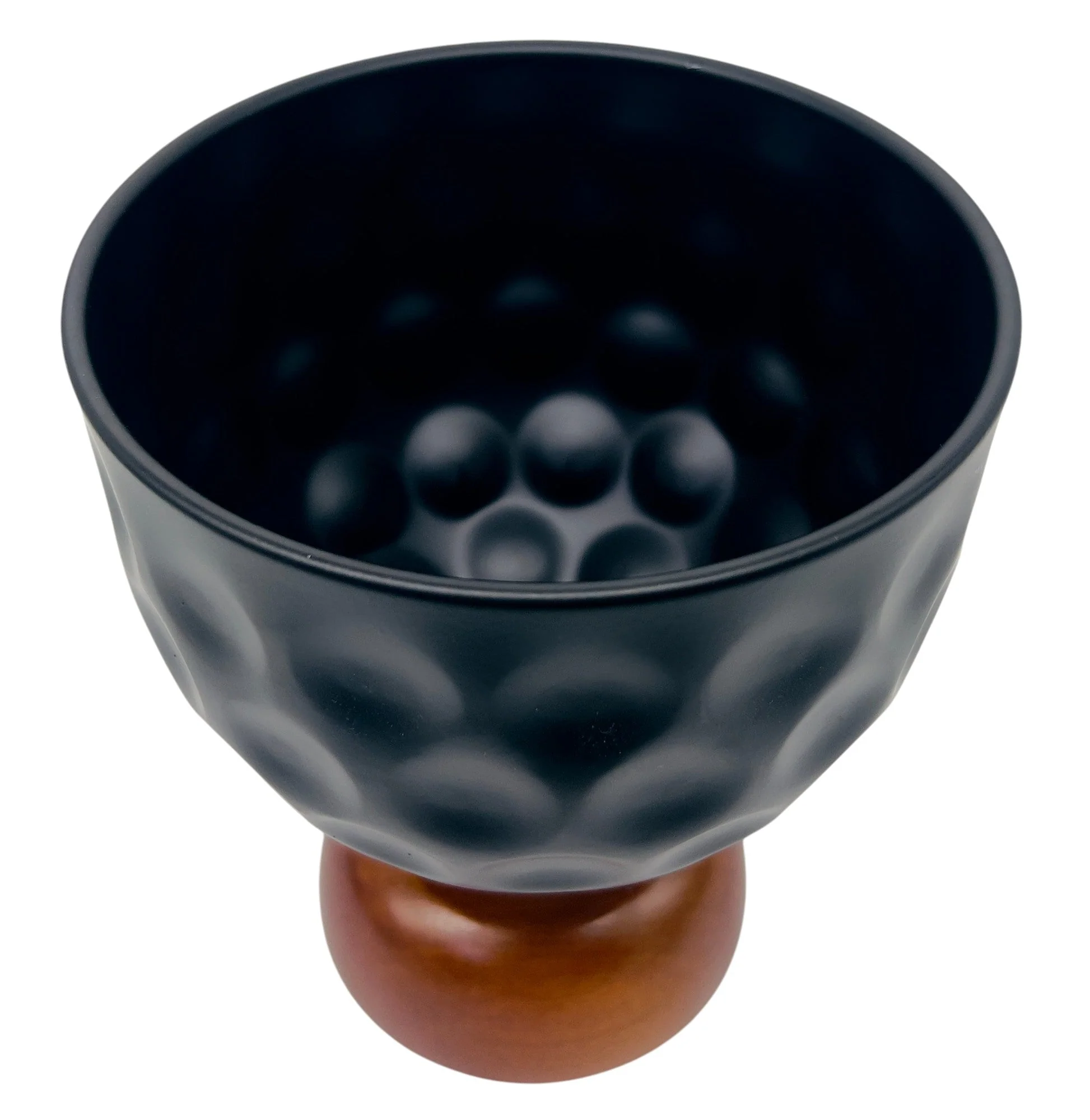 AKDC Round Decorative Metal Fruit Bowl with Solid Wooden Base – Modern Black and Natural Wood Finish Fruit Basket for Dining Table and Kitchen Counter, Size 20 × 20 cm - Image 2