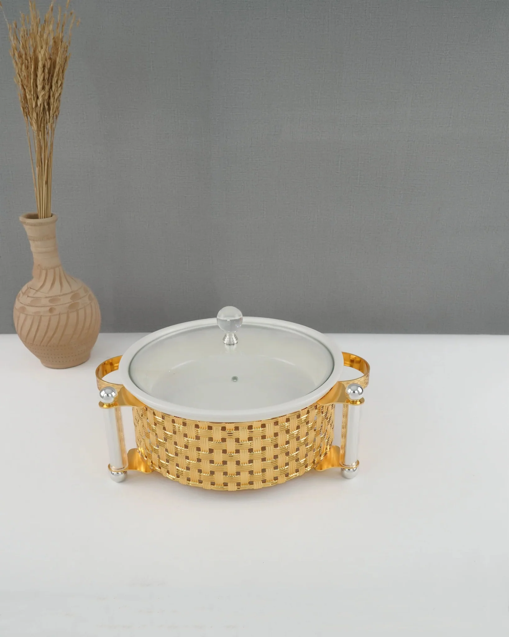 AKDC Round Food Warmer 10 Inch Gold - Image 2