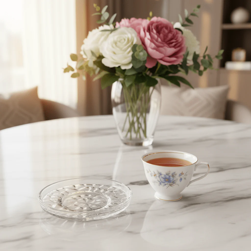 AKDC Round Glass Saucer – Classic Saucer for Tea Cups, Coffee Cups & Serving 16 cm - Image 2