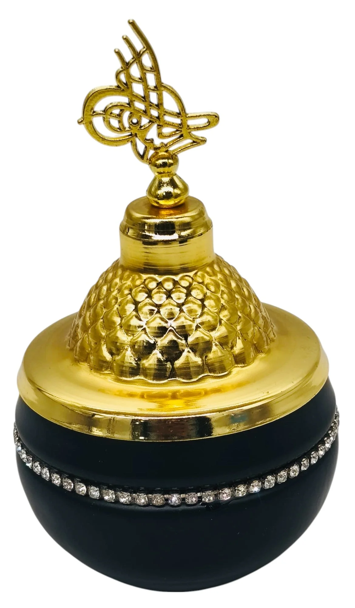 AKDC Round Metal Sugar Pot 15cm*7cm, Black/Gold