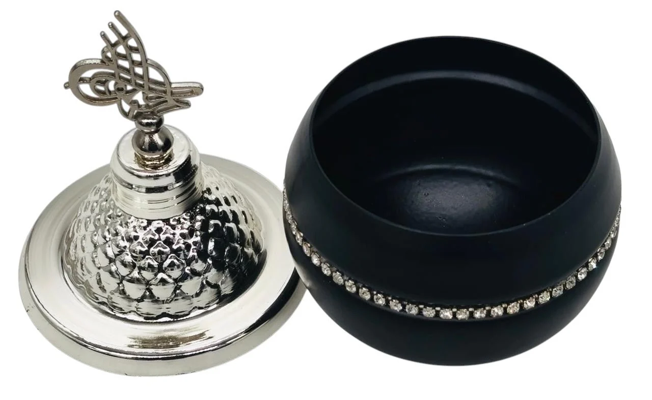 AKDC Round Metal Sugar Pot 15cm*7cm, Black/Silver - Image 4