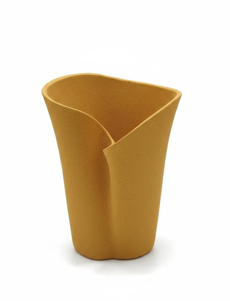 AKDC Sand Color Hard Plastic Flower Vase β Modern Curved Decorative Design β 24Γ17 cm