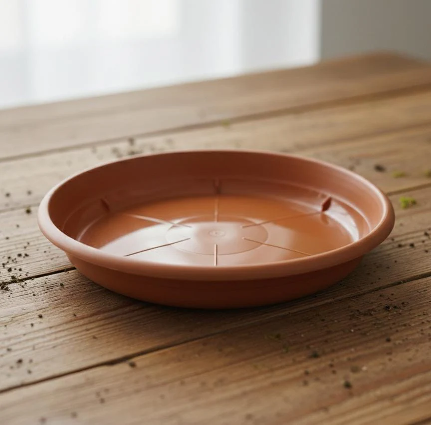AKDC Sand Color Plastic Plant Pot Plate – Round Drip Tray – 24 cm - Image 2