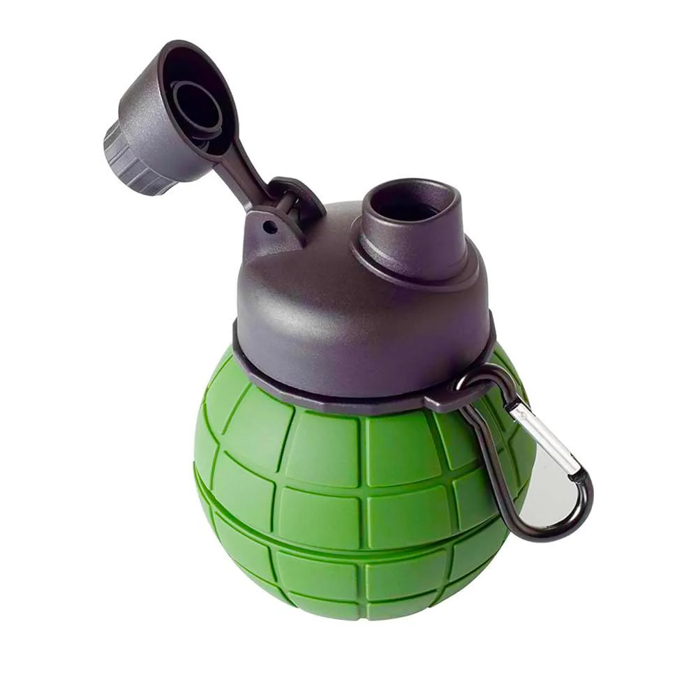 AKDC Silicone Expandable Water Bottle 500ml, Granade Shaped, Green - Image 2