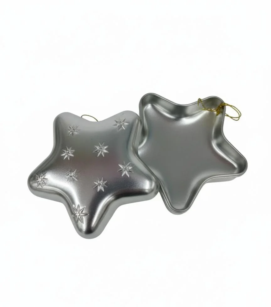 AKDC Silver Star-Shaped Hanging Candy Box 12 cm – Shiny Holiday Decoration & Candy Holder - Image 2