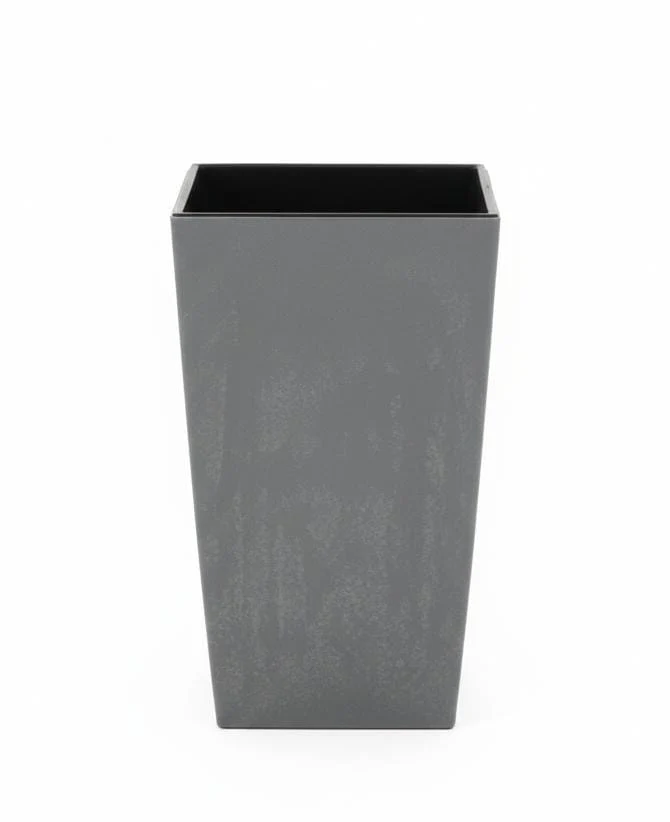 AKDC Slim Gray Plastic Plant Pot – Tall Narrow Decorative Planter – 14×14×27 cm