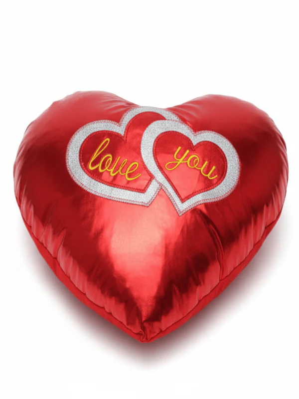 AKDC Soft Plush Red Heart Cushion (45 cm) with “Love You” Text