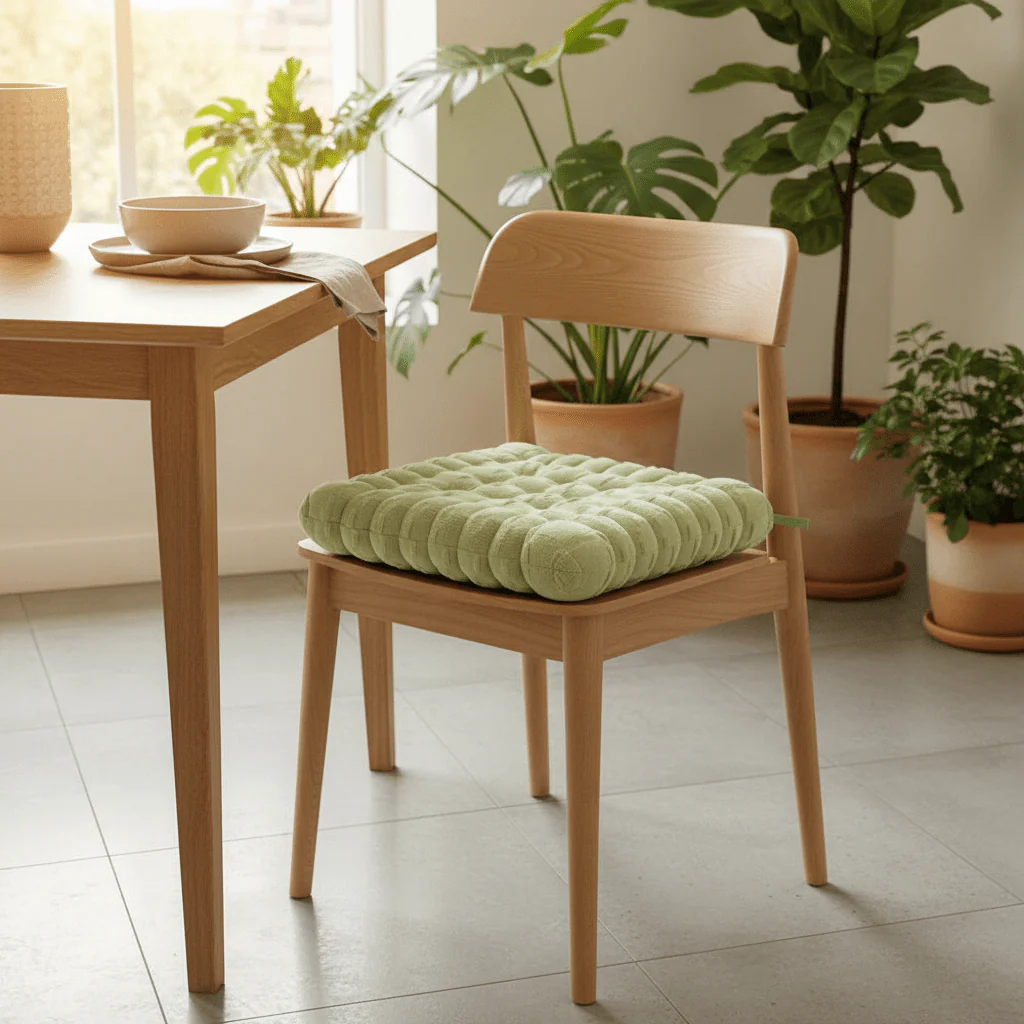 AKDC Soft Plush Sage Green Square Seat Cushion Thick Comfortable Chair Pad for Living Room and Dining Chairs 40 × 40 cm - Image 2
