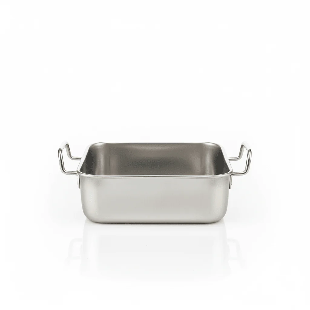 AKDC Stainless Steel Square Baking Pan Chrome With Handle-15cmX15cmX5cm