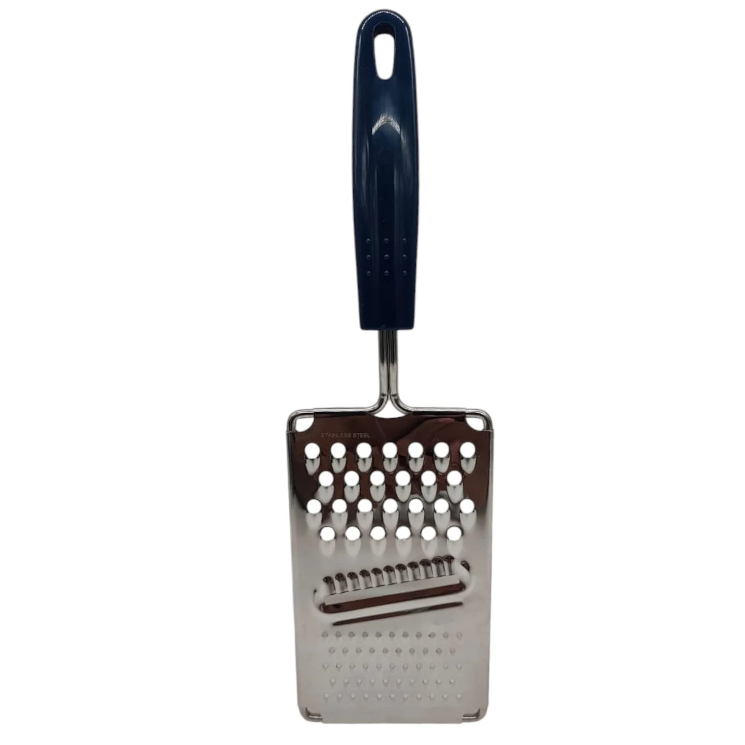 AKDC Stainless Steel Grater 3-In-1 with Plastic Handle - Grater/Slicer for Vegetables Cheese Chocolate | Ideal For Home Kitchen & Hotel-Blue&Steel