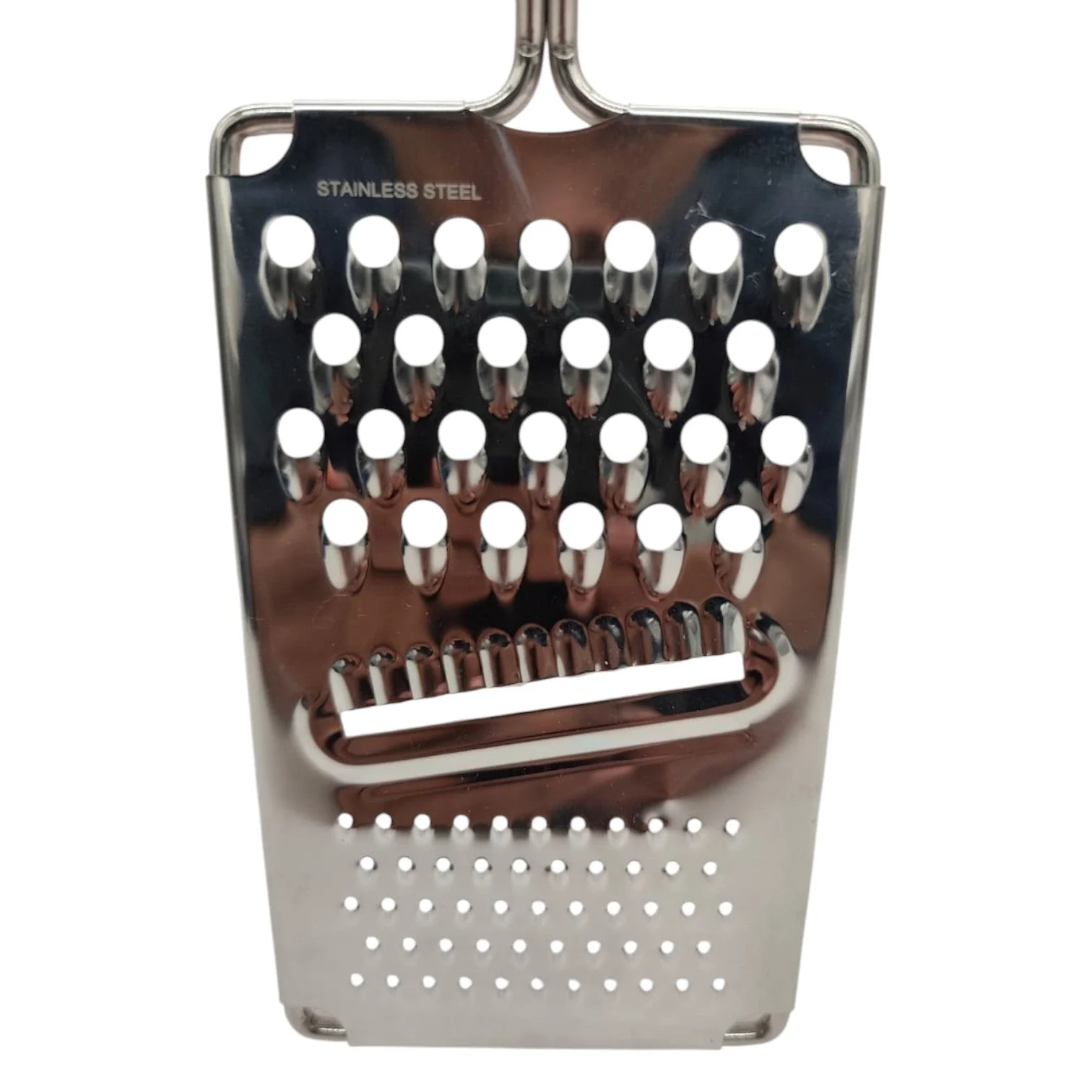 AKDC Stainless Steel Grater 3-In-1 with Plastic Handle - Grater/Slicer for Vegetables Cheese Chocolate | Ideal For Home Kitchen & Hotel-Blue&Steel - Image 3