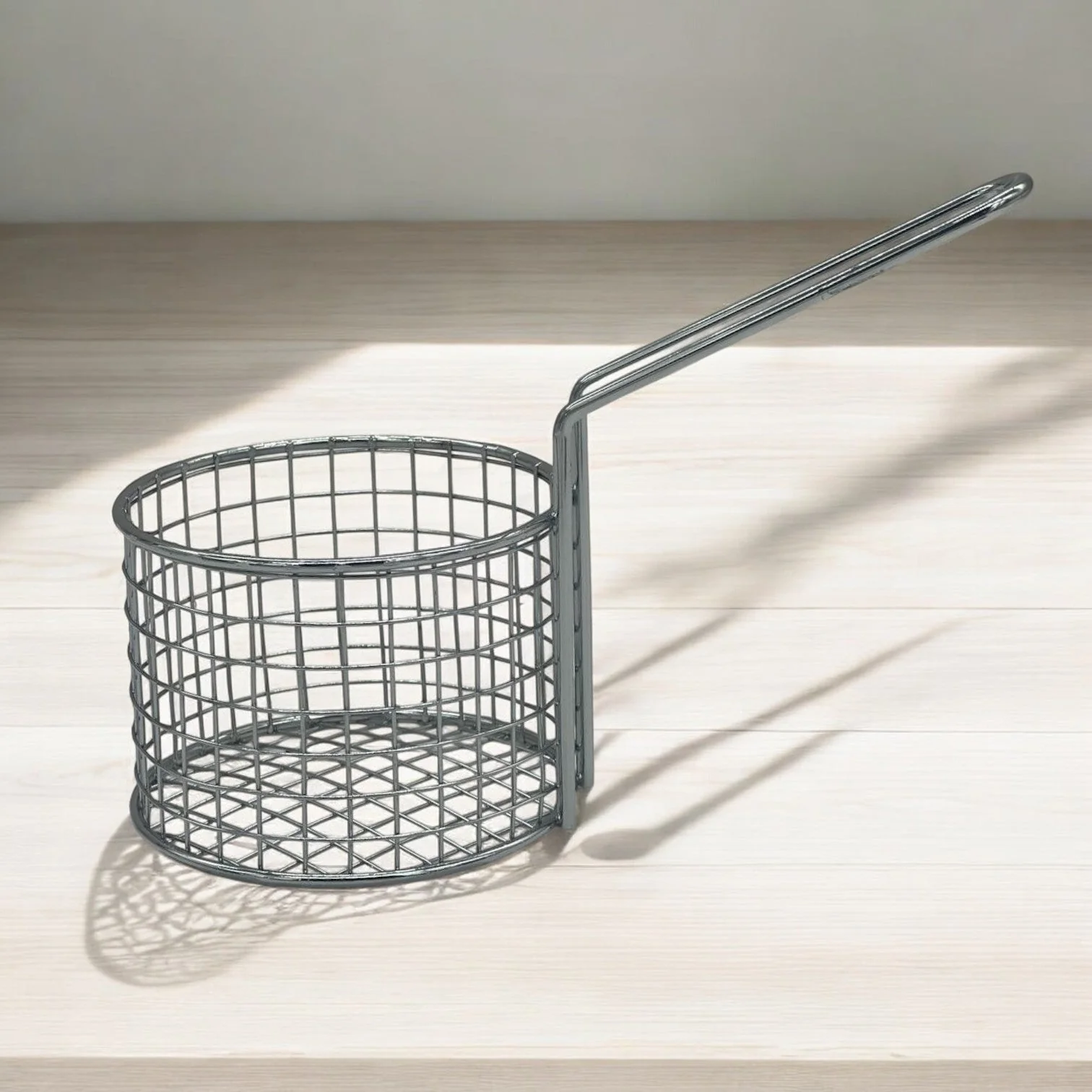 AKDC Stainless Steel Small Round Fry Basket with Handle-10cmX7cm-Steel - Image 2