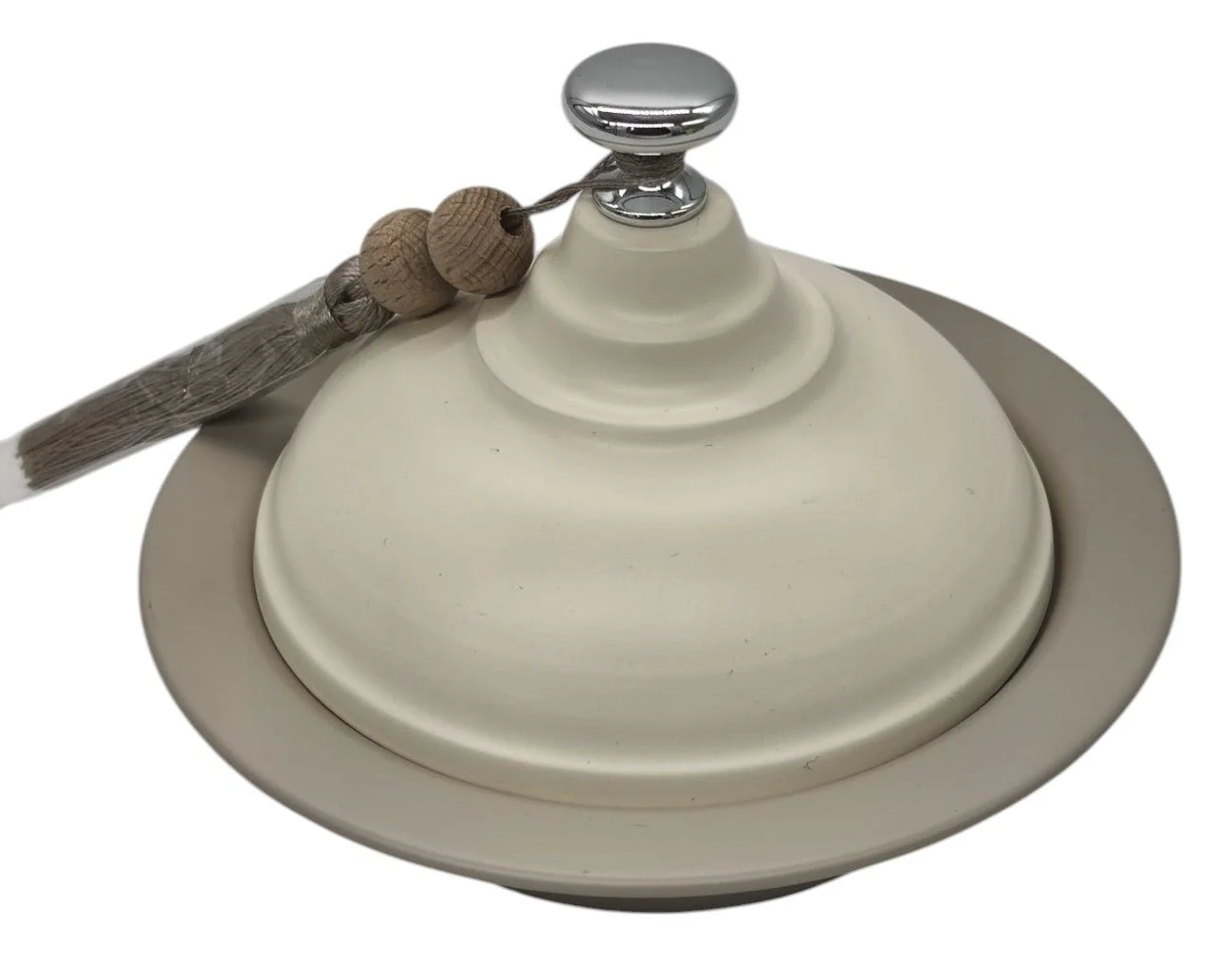 AKDC Metal Tajin with Lid 15cm*12cm, Ivory - Image 2