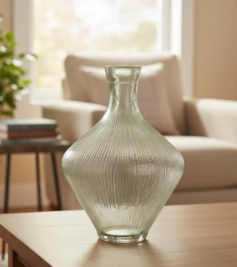 AKDC Tall Transparent Glass Vase – 27 cm Minimalist Decorative Accent - Image 2