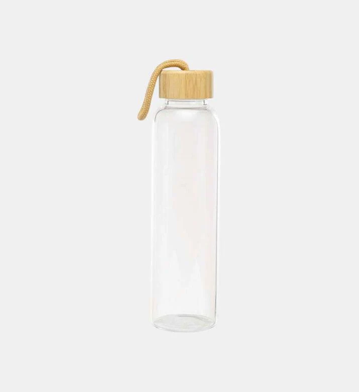 AKDC Transparent Glass Water Bottle 1000ml with a Wooden Lid