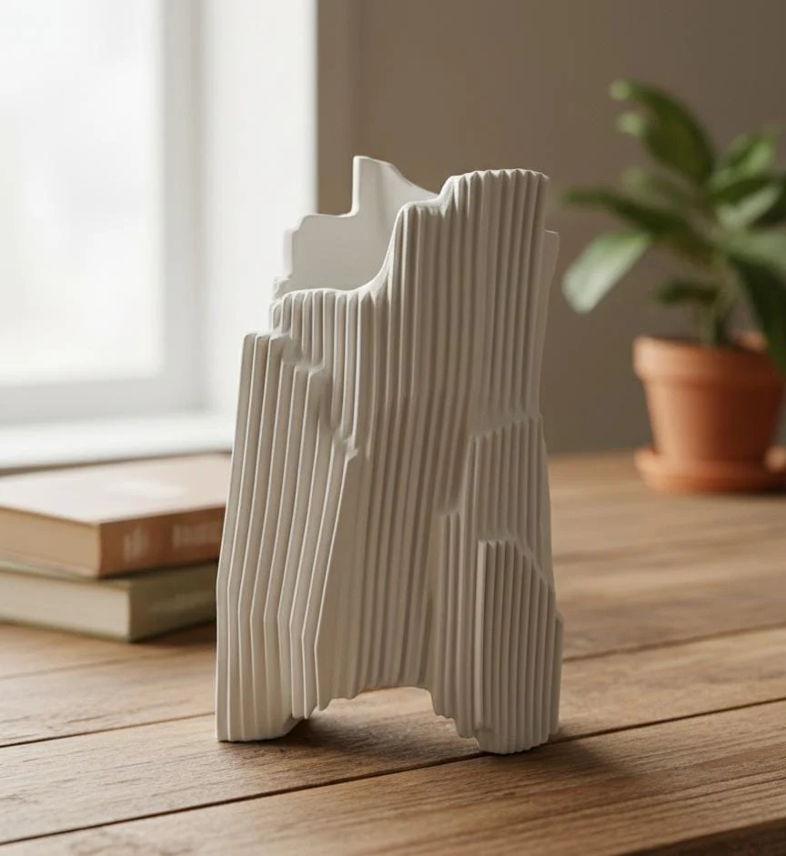 AKDC White Hard Plastic Flower Vase – Clean Minimalist Finish – 28×14 cm - Image 2