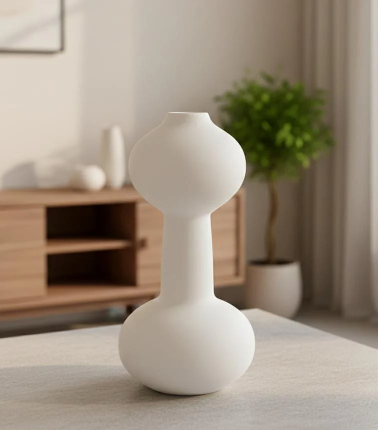 AKDC White Hard Plastic Vase – 30 cm Lightweight Modern Decorative Vase - Image 2