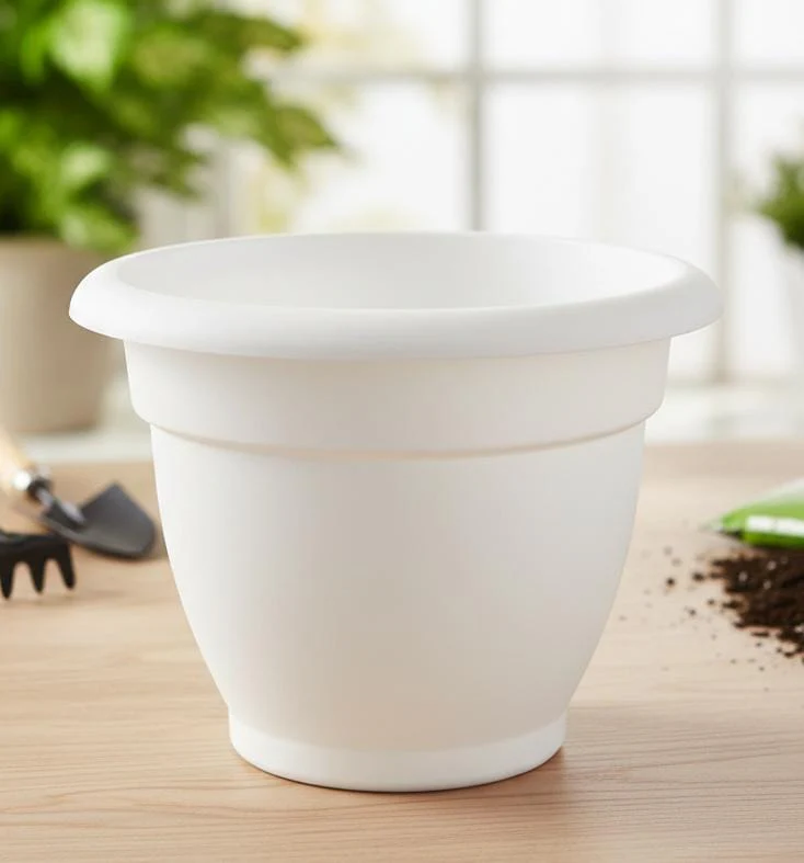 AKDC White Large Plastic Plant Pot β Tall Decorative Round Planter β 23Γ27 cm - Image 2