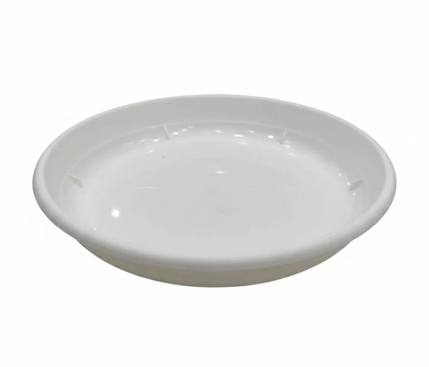 AKDC White Plastic Plant Pot Plate – Round Water Collection Tray – 22 cm