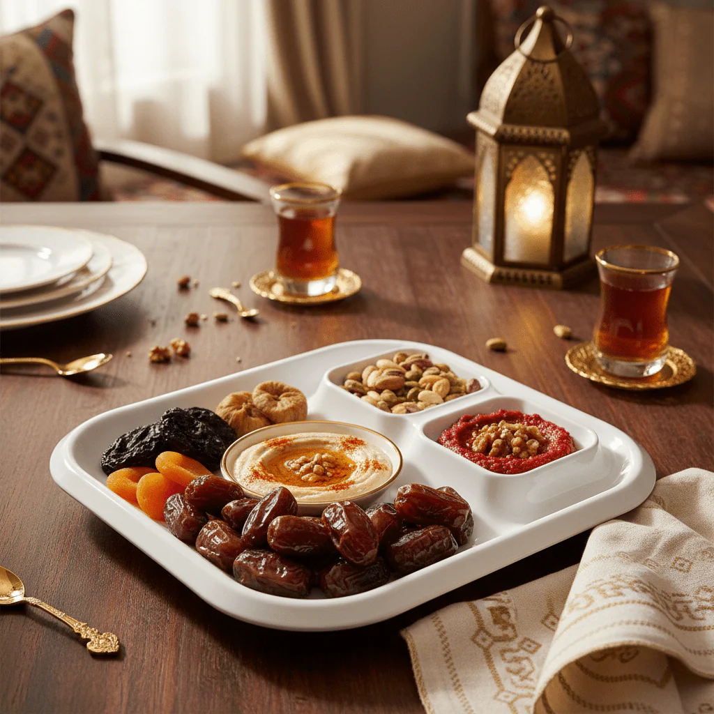 AKDC White Square Melamine 3 Portion Serving Plate 24 cm Strong and Durable Section Plate Ideal for Home and Commercial Dining - Image 2