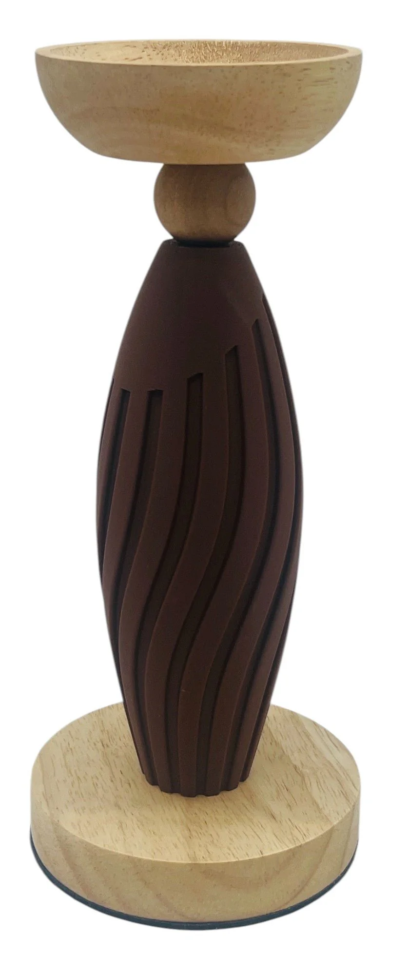 AKDC Wooden and Plastic Candle Holder 23cm*10cm, Brown