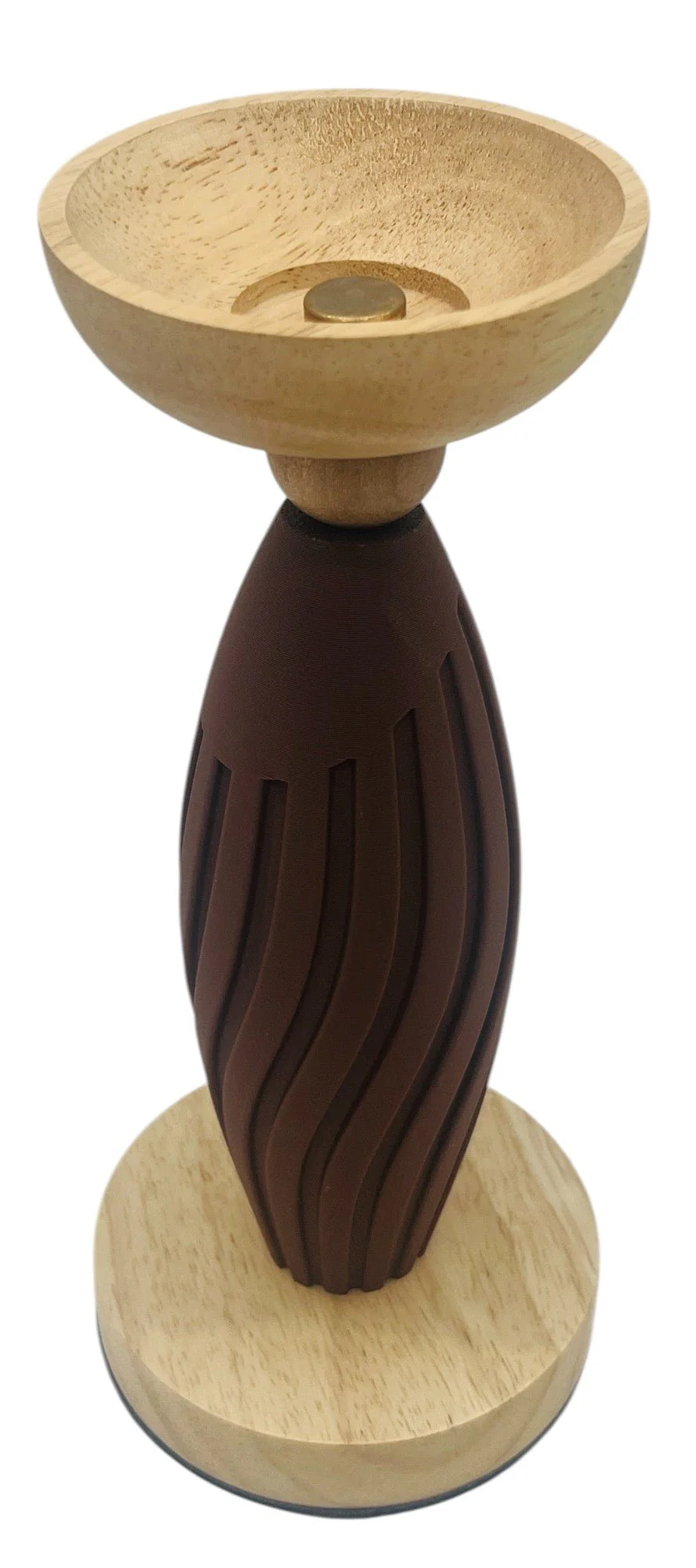 AKDC Wooden and Plastic Candle Holder 29cm*10cm, Brown - Image 2