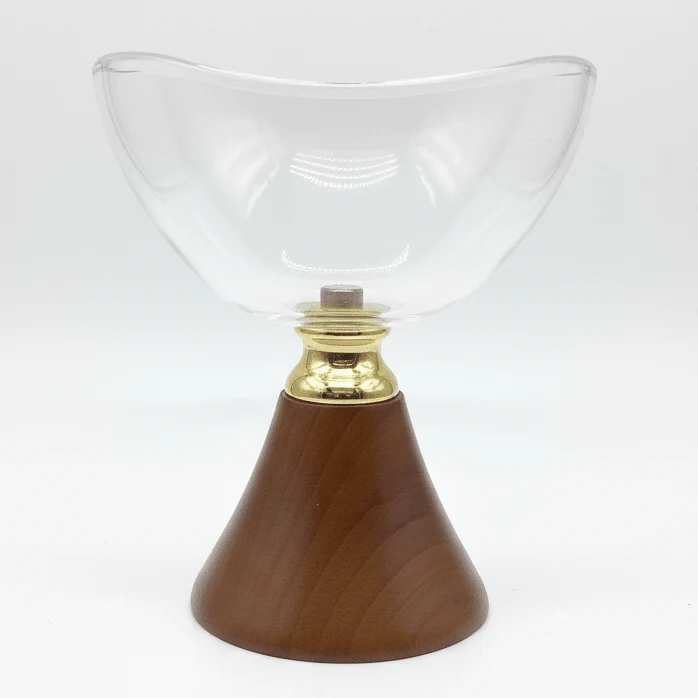AKDC Wooden Base Glass Fruit Bowl with Stand – Premium Serving Bowl for Fruits & Decorative Use – 18x16 cm