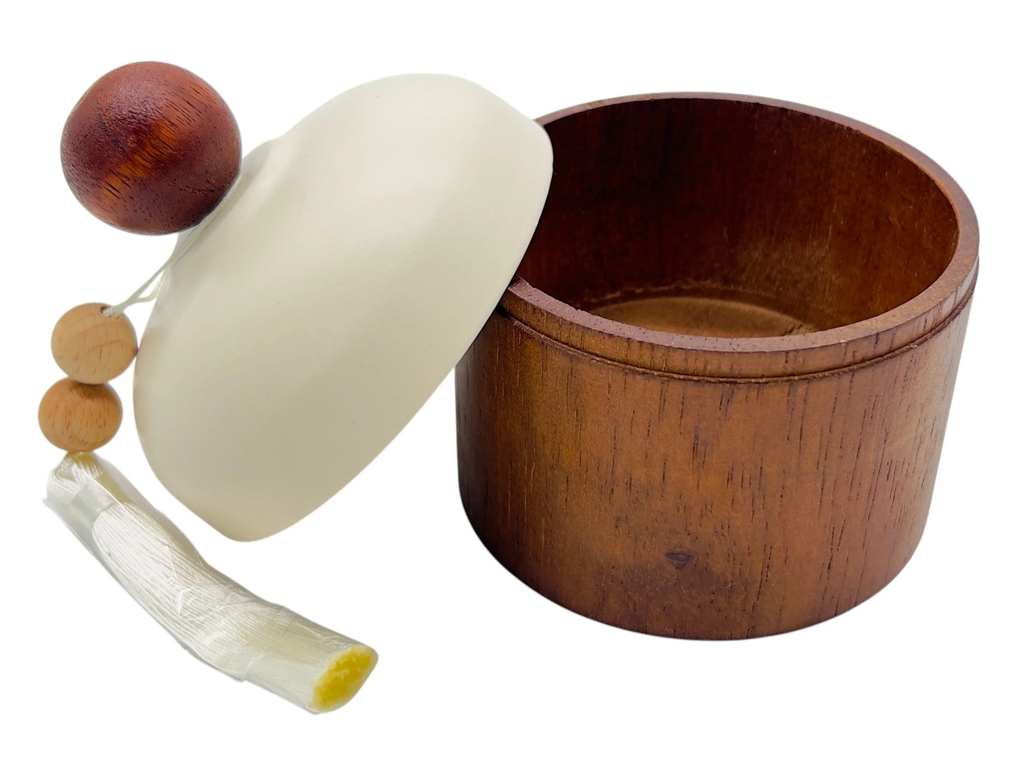 AKDC Wooden Sugar Pot with Metal Lid 9.5cm*12cm, Ivory - Image 2