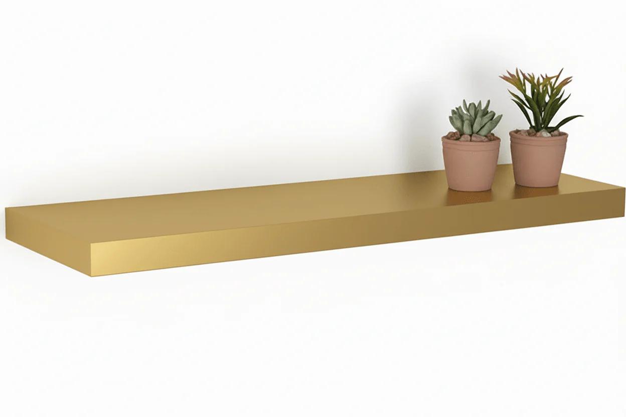 AKDC Wooden Floating Wall Shelf 60*23.5*3.8 cm - Gold Color