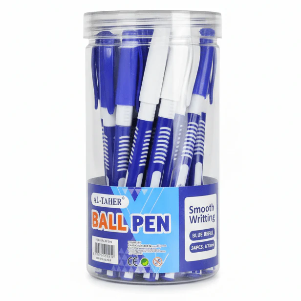 Al-Taher Blue Ball Pen – Pack of 24 (0.7mm, Smooth Writing)
