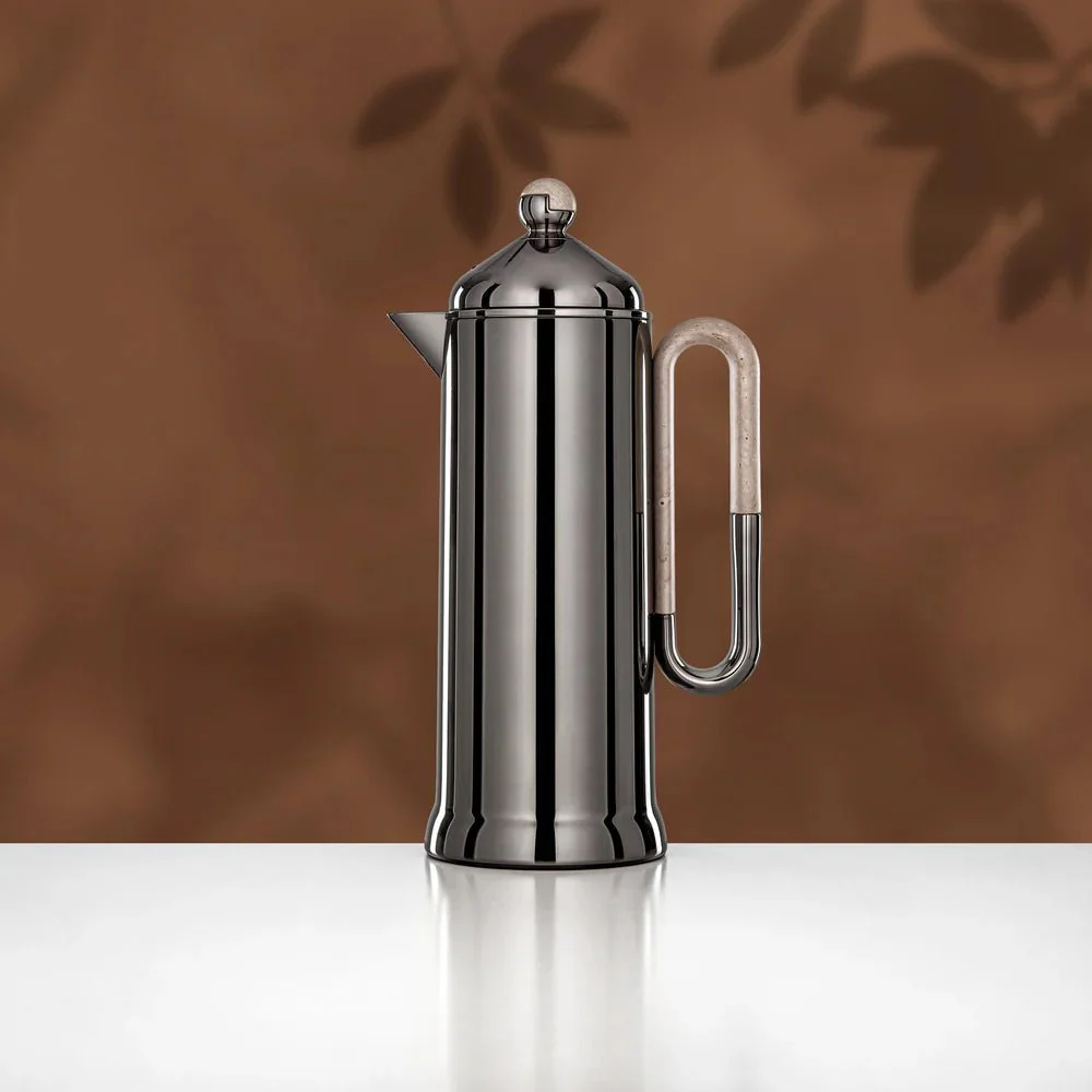 Almarjan 2 Pieces Vacuum Flask Set, Gun Black & Travertine Marble - Image 3