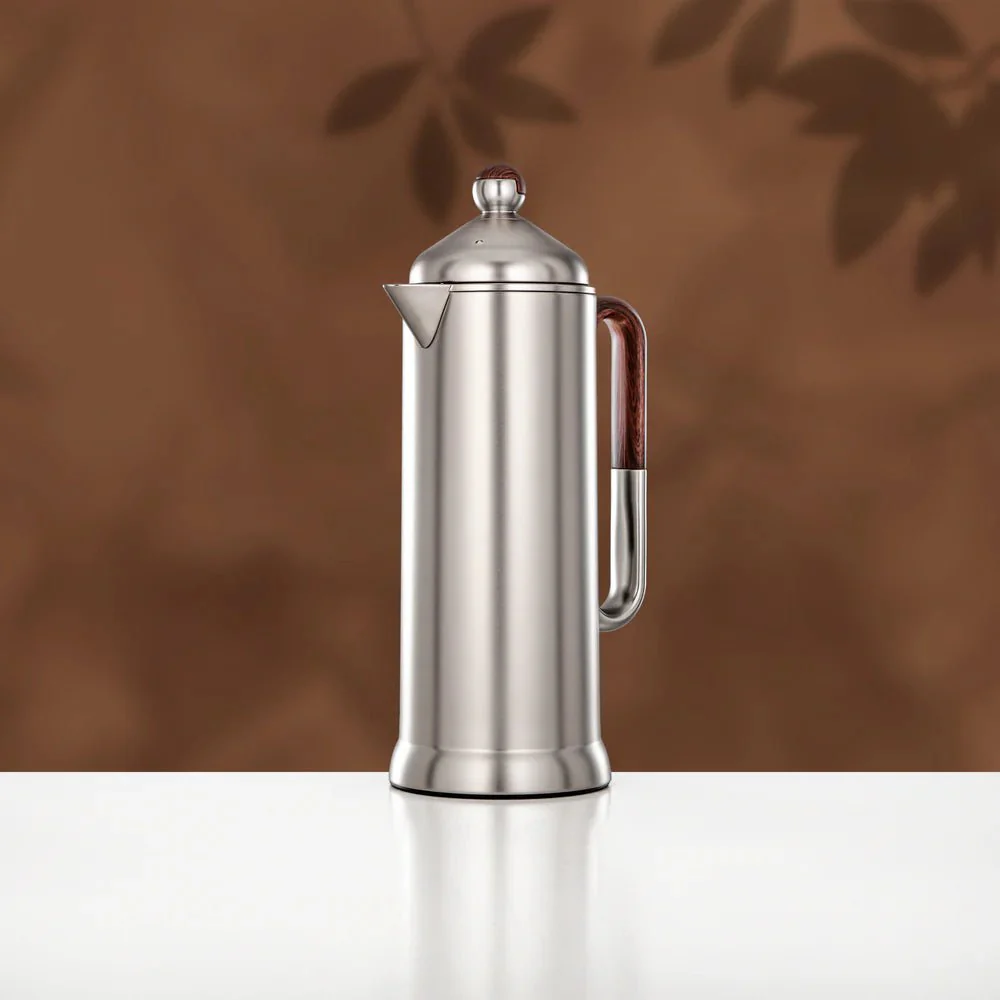 Almarjan 2 Pieces Vacuum Flask Set, Matt Nickel & Dark Wood - Image 2