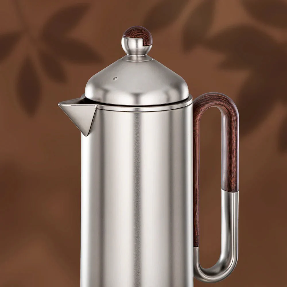 Almarjan 2 Pieces Vacuum Flask Set, Matt Nickel & Dark Wood - Image 5