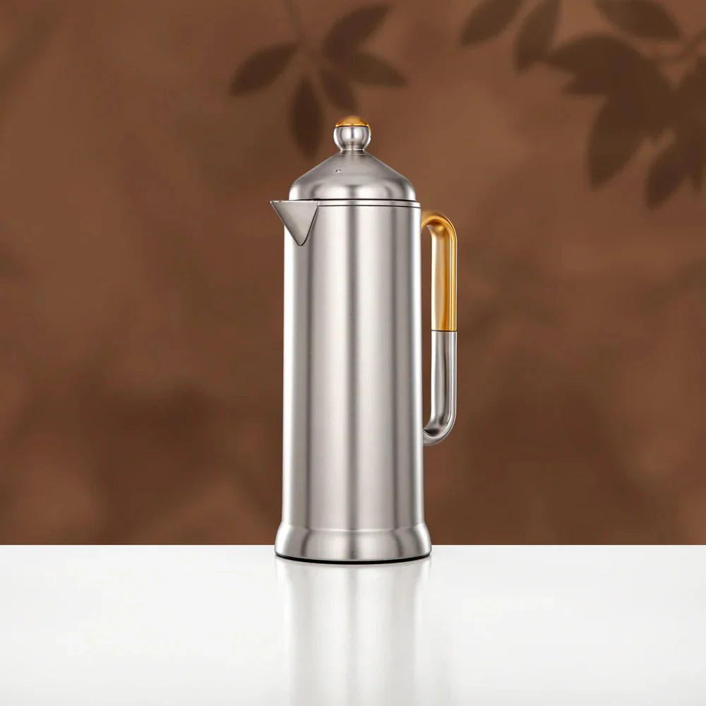 Almarjan 2 Pieces Vacuum Flask Set, Matt Nickel & Matt Gold - Image 2