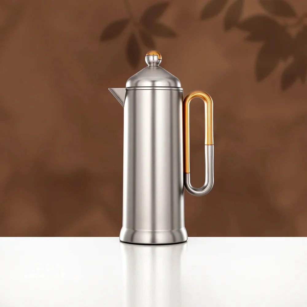 Almarjan 2 Pieces Vacuum Flask Set, Matt Nickel & Matt Gold - Image 3